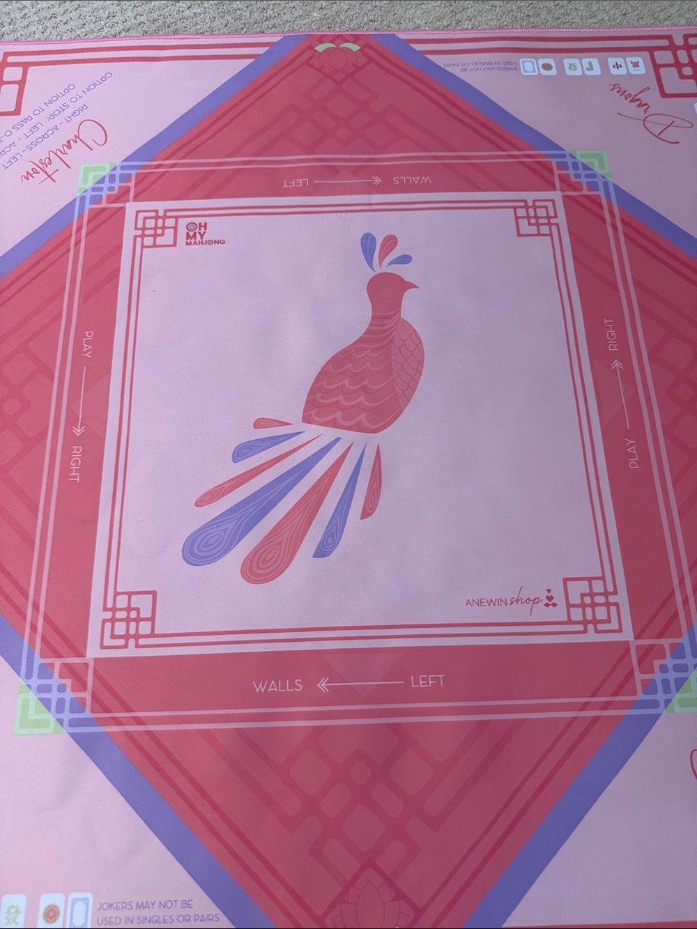 Oh My Mahjong Pink Bird Bam Mahjong Mat and Bag - Picture 3 of 7